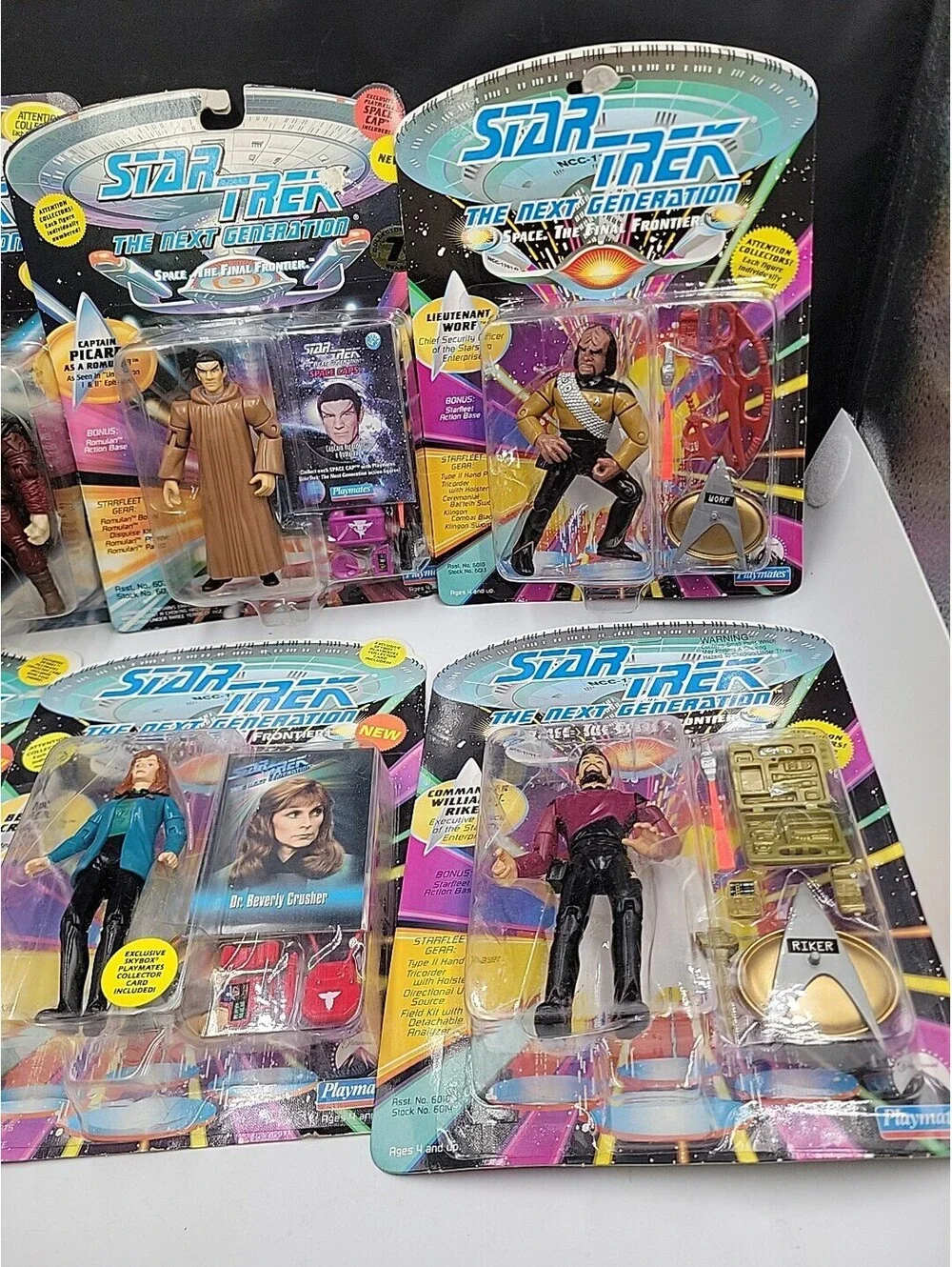 Star Trek The Next Generation Vintage Playmates Action Figure Lot of 6 NIP